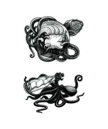 Kids Party Favor Waterproof Temporary Tattoo Sticker Set | Jellyfish Octopus Squid Cartoon Design | 10.5X6cm | Pack of 12 - Buy Online on GoSupps.com
