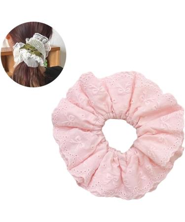 Eye Catching Lace Scrunchies for Women Large Elastic Hair Scrunchy Ponytail Holder Perfect for Everyday Use Pink - Buy Online on GoSupps.com