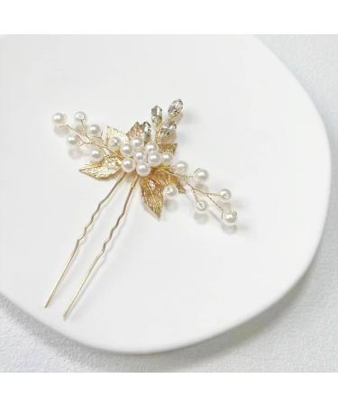 JUSTUSNX Gold Bride Wedding Headpiece Pearl Hair Pins Accessories Bridal Crystal Flower Hair Pieces for Women and Girls - Buy Online on GoSupps.com