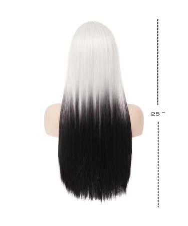 Buy Ombre White to Black Long Wig for Women - Synthetic Heat-Resistant Fiber with Bangs for Cosplay & Halloween - Buy Online on GoSupps.com