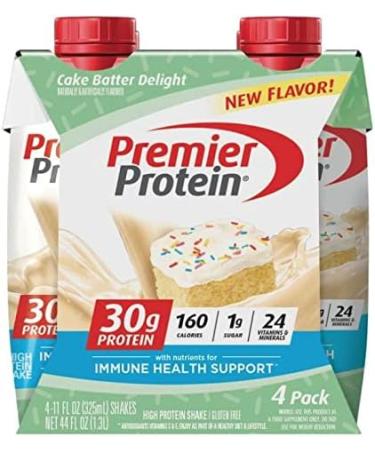 Premier Protein Shake Cake Batter Delight 30g Protein 24 Vitamins & Minerals Bundle with Bananas & Cream Protein Shakes - Buy Online on GoSupps.com