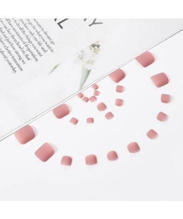 Handcess Square Matt Artificial Toenails - Short Skin Color & Pink Full Cover Nail Tips (24 Pieces) | Ideal for Women & Girls - International Shipping Available - Buy Online on GoSupps.com