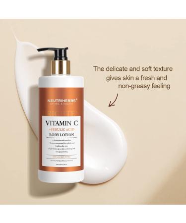 Neutriherbs Vitamin C + Ferulic Acid Body Lotion for Dry Skin - 13.52 Fl Oz Pump Bottle - Buy Online on GoSupps.com