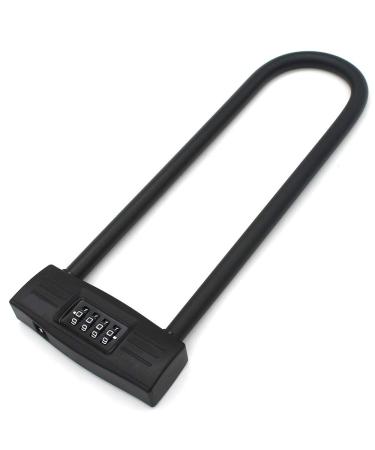 mioni 4 Digit U Lock Motorcycle Lock/Bike Lock - Resettable Combination U Lock/D Lock for Bicycles/Gate Lock - Secure Your Bike While eliminating The Need to Carry The Key. (Black)