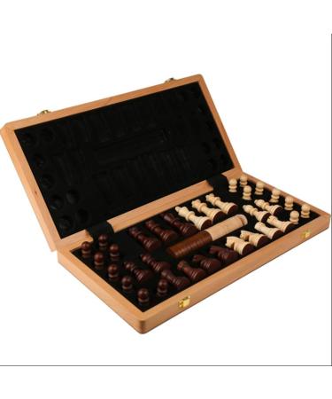 Chess Set 2 in 1 Portable Chess Set and Checkers Classic with Folding Wooden Chessboard and Storage Slots Board Game (Size : 42cm) (42cm) - Buy Online on GoSupps.com