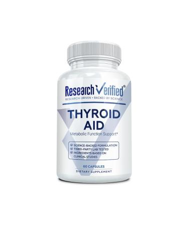 Research Verified Thyroid Aid - Optimal Thyroid Function with Iodine Copper & Zinc - 260 mcg Selenium - 100% Pure - Vegan Friendly - 60 Capsules - 1 Month Supply