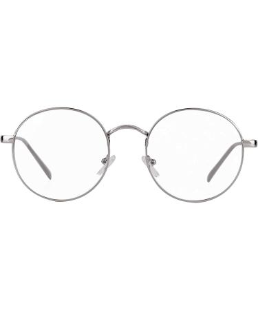 ADEWU Anti Blue Light Round Glasses for Men & Women - Prescription-Free Computer Gaming Eye Protection - Silver - Buy Online on GoSupps.com