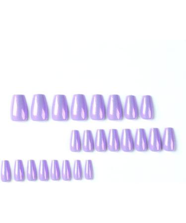 Justotry 24 Pcs Glitter Purple French Press-On Nails for Women - Medium Acrylic Coffin False Nails with Glue - Nail Art - Buy Online on GoSupps.com