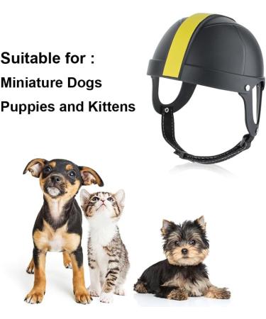 Premium Pet Motorcycle Helmet - Adjustable Dog & Cat Bike Cap with Ear Holes | Black & Yellow M - Buy Online on GoSupps.com