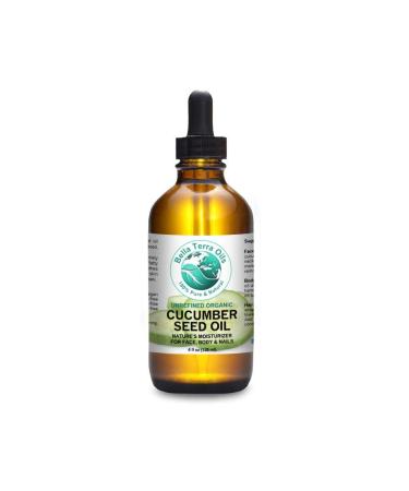 Bella Terra Oils Cucumber Seed Oil 4 oz 100% Pure Cold-pressed Unrefined Organic Lightweight Natural Moisturizer for Skin Hair 4 Fl Oz (Pack of 1)