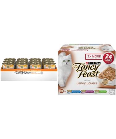 Fancy Feast Delights with Cheddar Grilled Turkey | Fancy Feast Gravy Lovers Variety Pack Wet Cat Food Cat Food + Cat Food (24 Pack)