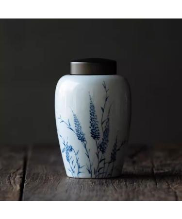 GUSMYPLG Tea Cans Tea Set Ceramic Tea Caddy Hand painted Reed Grass Tea Cans Ancient Celadon glazed Aluminum Lid Sealed Cans Ceramic Cans - Buy Online on GoSupps.com