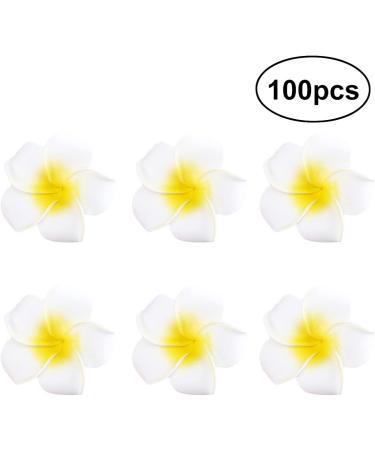 Minkissy 100Pcs 6CM Hawaiian Plumeria Foam Flowers - Artificial Frangipani for DIY Hair Hat Wedding & Beach Party Decor (White) - Buy Online on GoSupps.com
