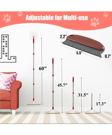 Adjustable Long Handle Carpet Rake Pet Hair Remover - Fur & Lint Removal Brush for Couch, Rugs, and Clothes - Buy Online on GoSupps.com