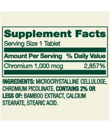 4 TOP CARE Chromium Metabolism Support Dietary Supplement Tablets 1 000 mcg 100 Count - Buy Online on GoSupps.com