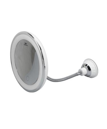 Mirror With Lights Lighted Makeup Mirror With Magnification Rechargeable Double Side 3 Color Lighting Makeup Mirror Dimmable Vanity Mirror With Touch Control 360 Rotation Standing Desk Mirror Suction