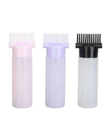 ZJchao 3 Colors Hair Coloring Oiling Bottle Root Comb Applicator Bottle with Scale Hair Dying Dispenser Easy Operation Single Handed Cream Dispensing