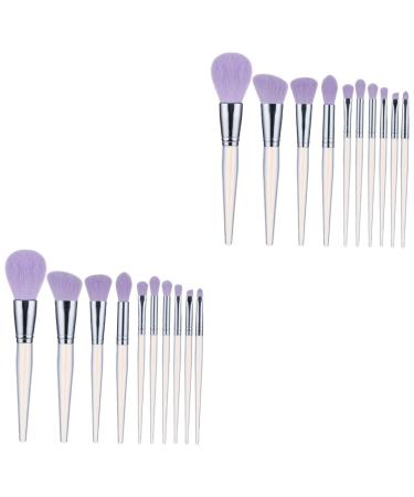 FRCOLOR 20 Pcs 10 Makeup Face Powder Blush Acrylic Face Beauty Home Makeup Brush Acrylic Eye Brush Concealer Brush Face Makeup Tools Fiber Wool Eyes Purple Crystal Handle