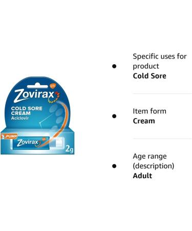 Zovirax Cold Sore Relief Treatment Cream Pump 5% - 2g Pump - Buy Online on GoSupps.com