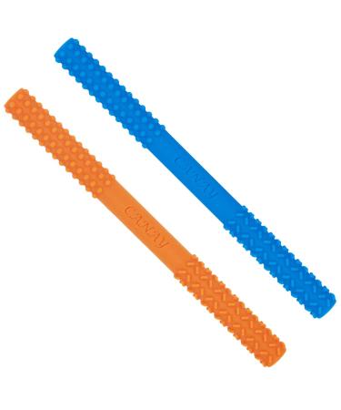 Original Hollow Teething Tubes (6.8   Long)   Soft Silicone Teething Toys for Babies 3-6 Months 6-12 Months - BPA Free / Dishwasher & Refrigerator Safe (Blue+Orange)