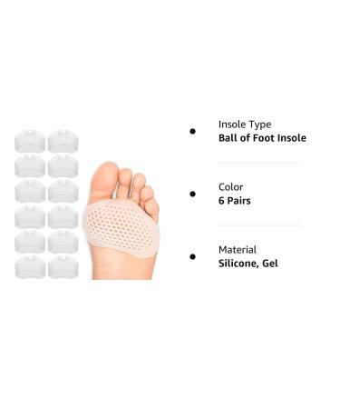 FSZBWL Metatarsal Pads - 6 Pairs of Ball of Foot Cushions for Pain Relief - Transparent Gel Insoles for Women and Men - Buy Online on GoSupps.com