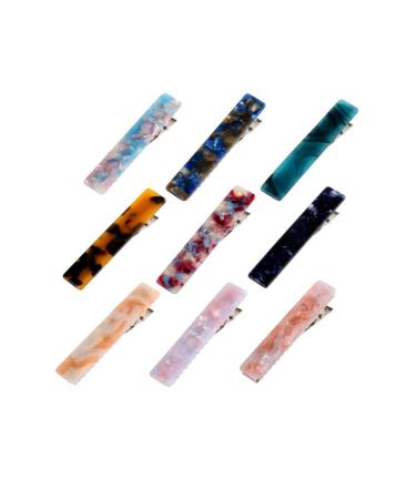 CAREOR 9 Pieces Acrylic Resin Hair Clips Crocodile Hair Clips for Women and Girls (Multi-Color 9 Pieces)