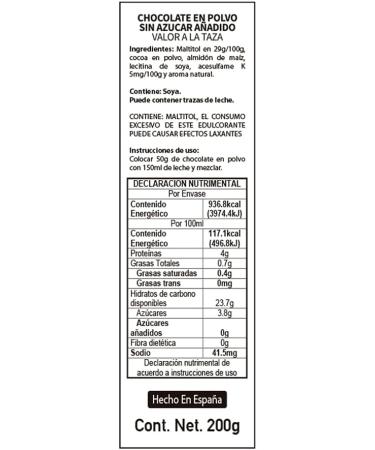 Preparation for thick Spanish chocolate without added sugar Valor 400 Grs - Buy Online on GoSupps.com