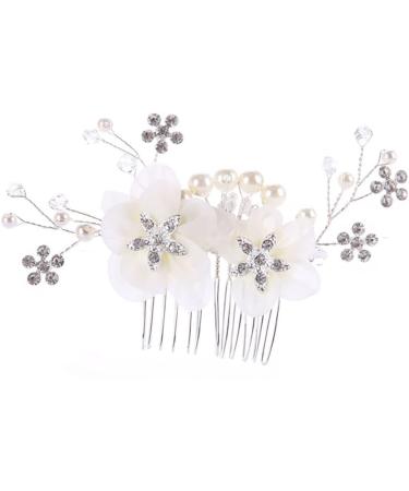 Cubahop Bride Wedding Flower Hair Comb Slides Silver Bridal Crystal Hair Accessories Rhinestones Floral Headpieces for Women and Girls - Buy Online on GoSupps.com