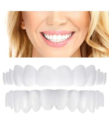 Brigtviee False Teeth Pack of 2 Temporary Cosmetic Fake Teeth ClickOn Veneers for Teeth Confident Smile Veneers for Dentures to Cover Bad Teeth