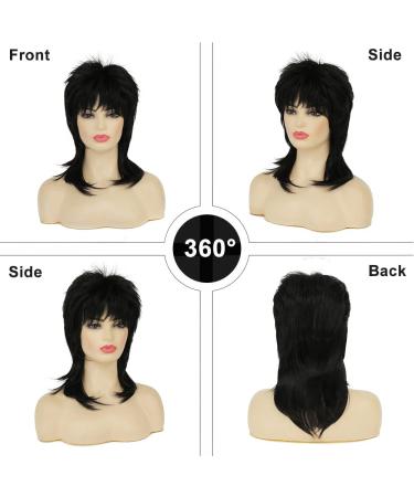 Amnenl Short Black Shaggy Layered Mullet Wig for Women - Heat Resistant Cosplay Daily Hair Wig (Black) - Buy Online on GoSupps.com