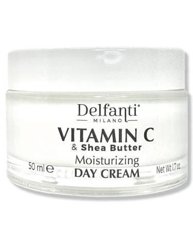 Delfanti-Milano VITAMIN C & SHEA BUTTER Moisturizing Day Cream Face and Neck Moisturizer Made in Italy