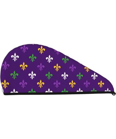 Purple Mardi Gras Microfiber Hair Towel | Super Absorbent Coral Velvet Hair Wrap for Women - Quick Dry for Long Curly & Thick Hair - Buy Online on GoSupps.com