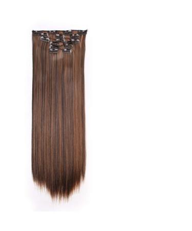 22 Inches 16 Clips 6 Pieces/Set Of Straight Straight Synthetic Clips In Heat-resistant Wigs For Women's Straight Hair 22inches 2H30