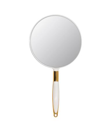 Eaoundm Round Hand Held Mirror for Makeup Hand Mirror (6.9W X 13 L inchs  White) White 6.7 inchs
