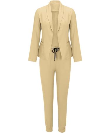 2 Piece Outfits for Women UK Sale Clearance Stretch Blazer Jackets with Slim Fit Trouser Pants Suits Sets Slim Fit Casual Office Blazer Set 11-sasnx-c-khaki S - Buy Online on GoSupps.com