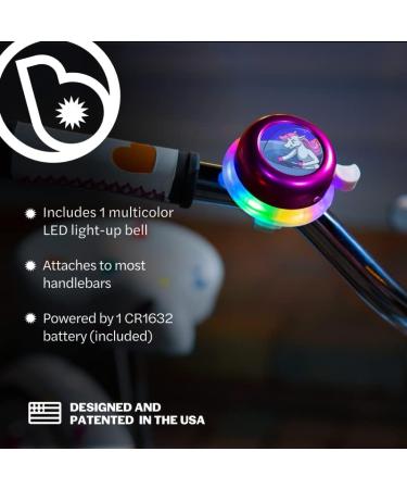 Brightz LED Light Up Bike Bell with Clear Ring Sound - Twinkling Rainbow Color LED Ring Light - Space Pink Bicycle Accessory for Kids and Adults - Buy Online on GoSupps.com