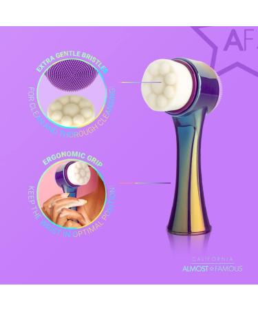 Almost Famous 2-in-1 Travel Face Scrubber Exfoliator Brush - Non-Electronic Eco Friendly Cleansing Tool for Lines, Wrinkles & Blackheads - Purple - Buy Online on GoSupps.com