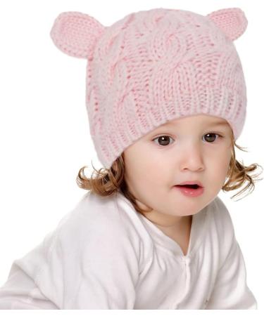 XYIYI Newborn Baby Winter Beanie Hat Mitten Set - Pink, 3-6 Months | Warm Knitted Hat Glove Set for Boys Girls - Buy Online on GoSupps.com