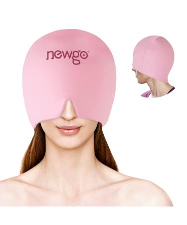 NEWGO Migraine Mask Migraine Cap Full Coverage Ice Headache Hat for Cold Compress Relief Headache Sinus Stress (Pink)