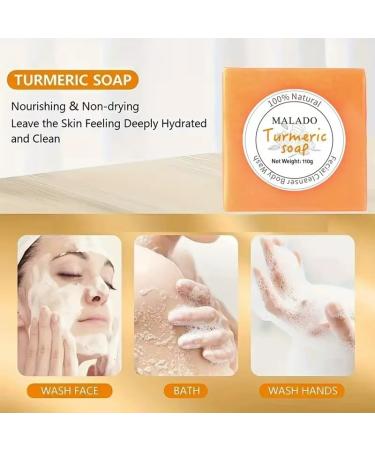 Natural Handmade Turmeric Soap Bars for Face & Body - 3 Pack | Vegan Deep Cleansing for Smooth Skin - Buy Online on GoSupps.com