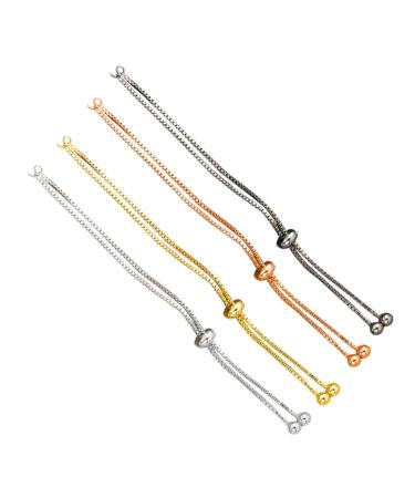 VILLCASE 4pcs Bracelet Chain Extenders Beaded Bracelets for Women Silver Bead Bracelet Slider Chain Bracelet Silicone Bracelet Adjustable Bracelets for Women Preserve Color Jewelry