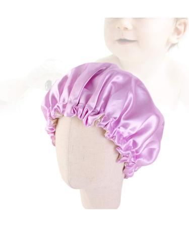 Minkissy Kids Satin Bonnet | Double Layered Sleep Cap Night Hat for Baby Children | Adjustable Elastic | Toddler Sleepwear Accessory in Purple - Buy Online on GoSupps.com