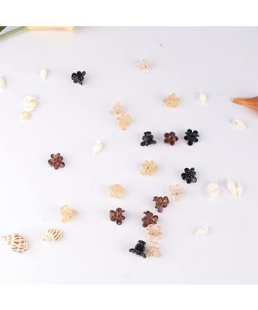20 Count Mini Sun Flower Claw Hair Clips for Girls and Women - Black/Brown/Clear Plastic - Buy Online on GoSupps.com