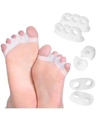 Hammer Toe Separator Gel Toe Spacer for Overlapping Hallux Valgus Toe Stretchers Protector Bunion Corrector Pads Toe Straightener for Women and Men Wear in Shoes or Socks White