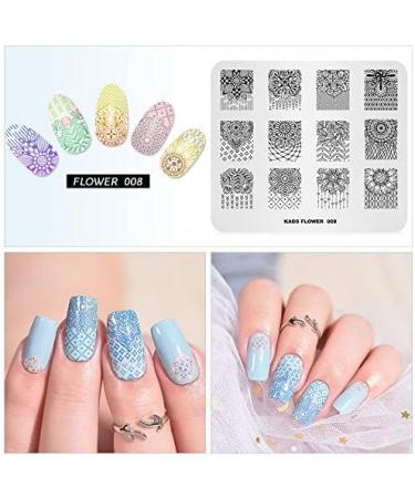 Alexnailart FL008 Nail Art Stamping Plate with Flower Design - Nail Art Tools - Buy Online on GoSupps.com