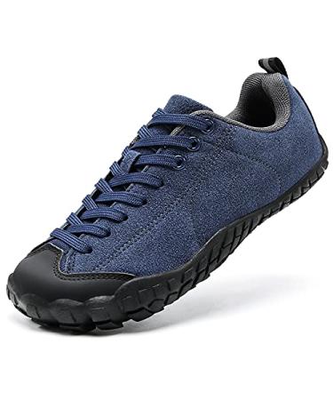 ASHION Boys Hiking Shoes | Barefoot Inspired | Wide Toe Box | Lightweight Athletic Walking Sneaker 3 Big Kid Deep Blue 1021
