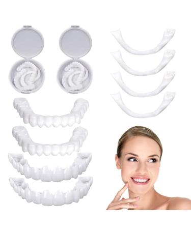 Care Spring 2 Pairs Perfect Smile Fake Teeth Veneers Instant Veneer Dentures Click on Veneer Upper and Lower False Teeth Whitening Cosmetic Teeth Sealant with Mini Tweezers for Women Men