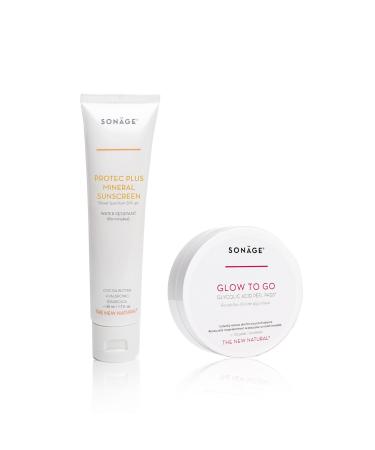 Glow Protection Duo - Glow To Go Glycolic Peel Pads and Protec Plus Mineral Sunscreen SPF 30