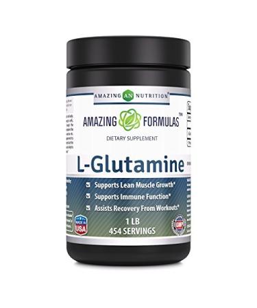 Amazing Formulas L-Glutamine Powder Amino Acid Supplement | 1 Gram per Serving | 454 Servings (Unflavored | 1 LB) | Non-GMO | Gluten-Free | Made in USA