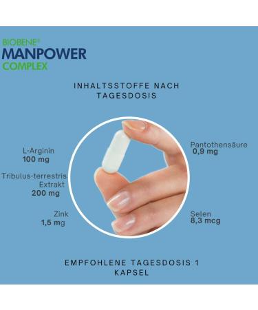 BIOBENE MANPOWER COMPLEX - Powerful Testosterone Booster with Zinc Selenium & Tribulus Terrestris - 30 Capsules - Premium Nutritional Supplement for Enhanced Performance - Buy Online on GoSupps.com